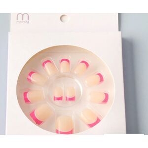 Nude with pink french tip fashion press on nails